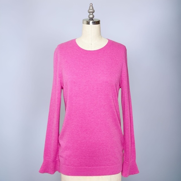 Talbots Pink Lambswool Crewneck Flutter Sleeve Sweater Small - Picture 11 of 11
